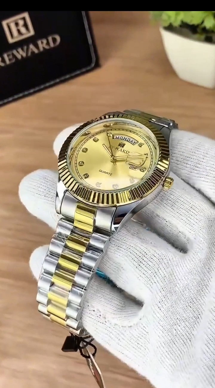 ⌚ Reward Gold & White Luxury Watch