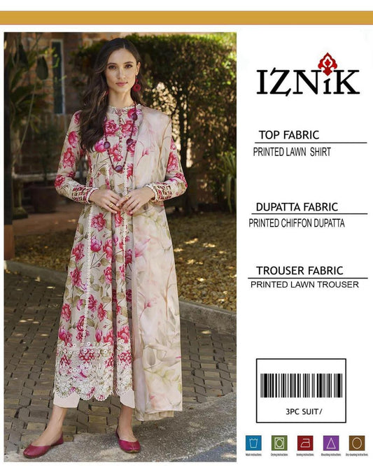 Elegant Designer Lawn Cotton Dress – Summer Collection 2026
