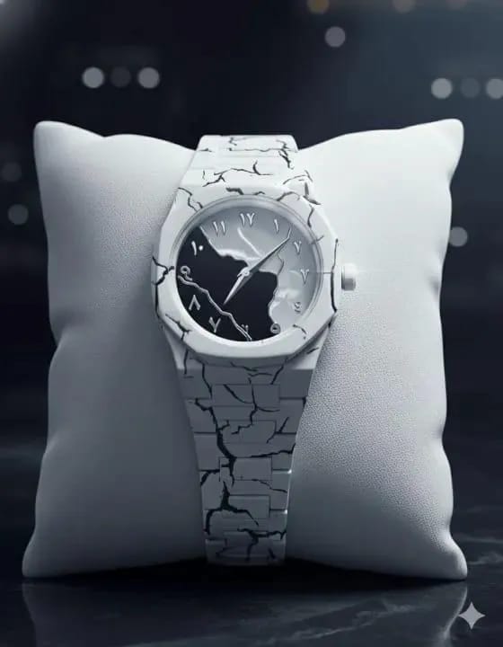Men's Carbon Fiber Marble Watch Black White