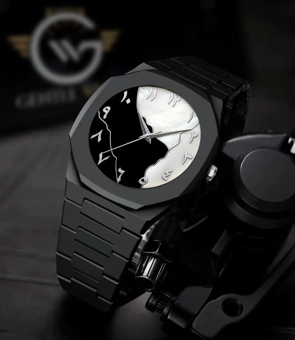 Men's Black Carbon Fiber Arabic Dial Watch