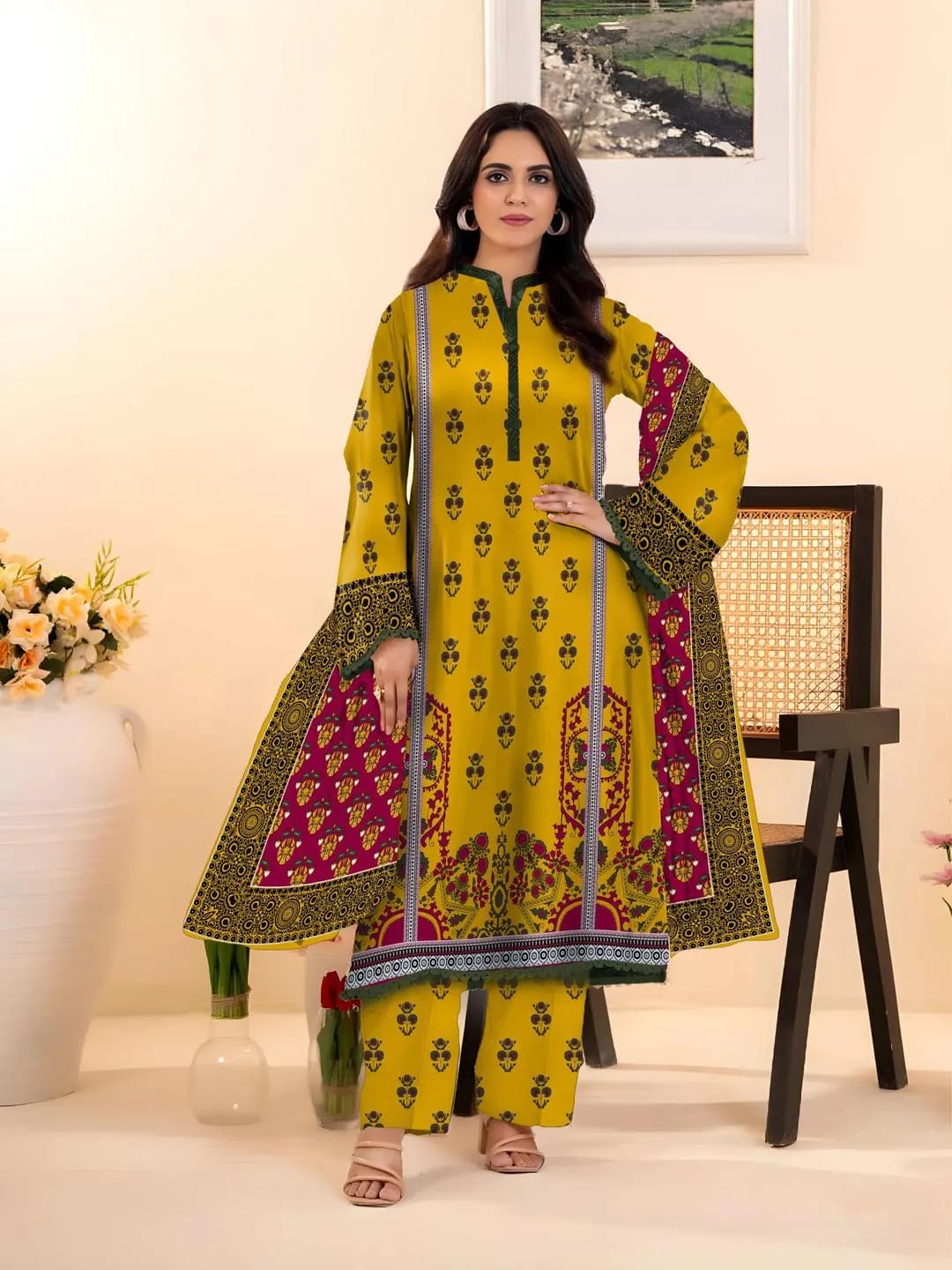 Elegant Designer Lawn Cotton Dress – Summer Collection 2026