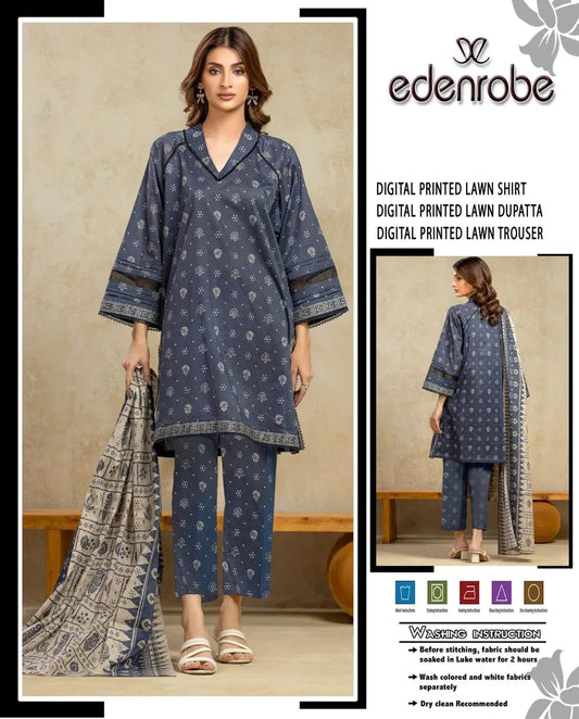 Elegant Designer Lawn Cotton Dress – Summer Collection 2026