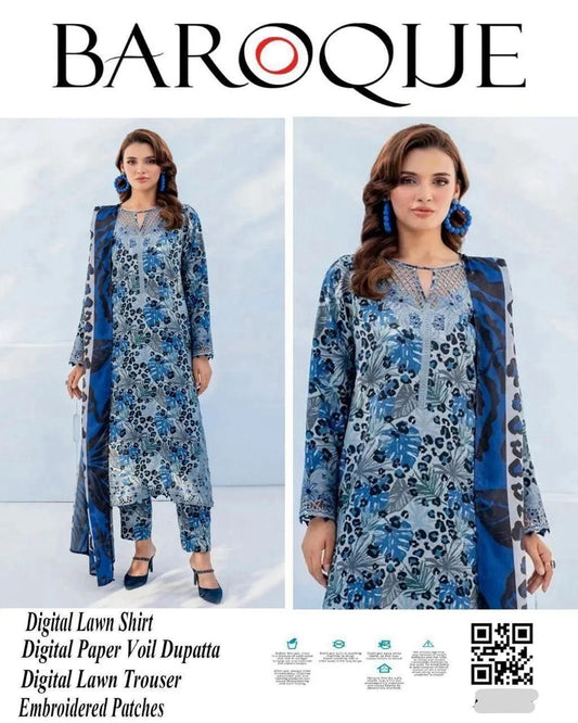 Elegant Designer Lawn Cotton Dress – Summer Collection 2026