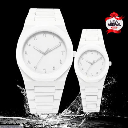 White Couple Watches Carbon fiber Water Resistant Unisex