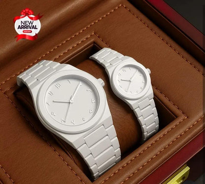 White Couple Watches Carbon fiber Water Resistant Unisex