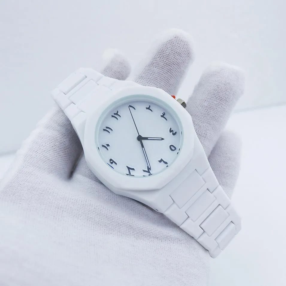 White Arabic Aura Watch for Women, Lightweight & Scratch-Resistant