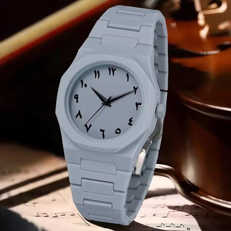 White Arabic Aura Watch for Women, Lightweight & Scratch-Resistant
