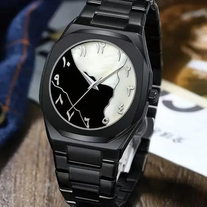 Men's Black Carbon Fiber Arabic Dial Watch