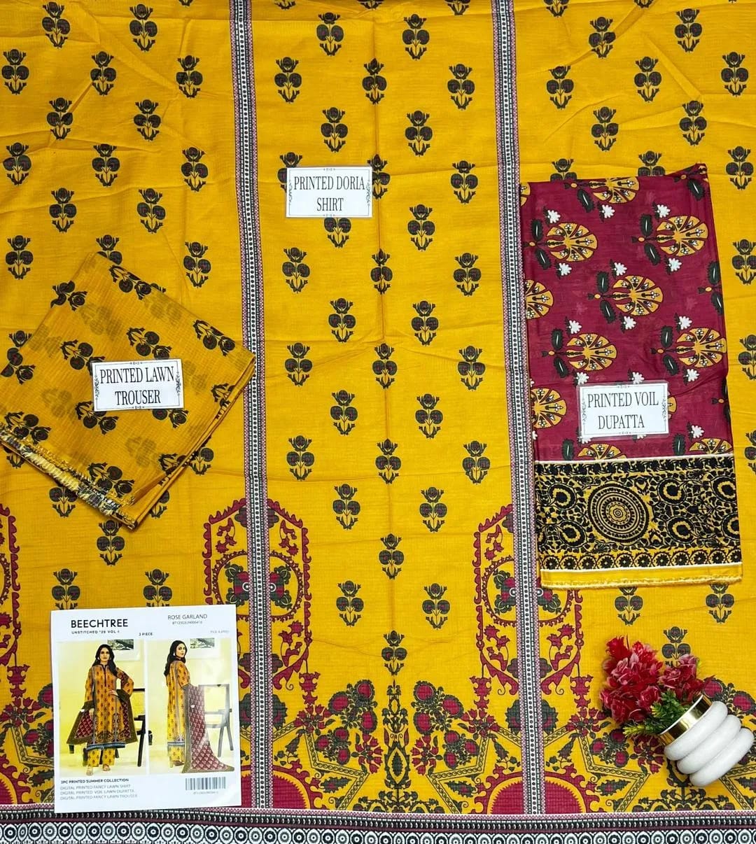 Elegant Designer Lawn Cotton Dress – Summer Collection 2026