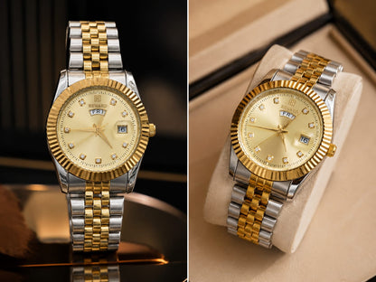 ⌚ Reward Gold &amp; White Luxury Watch