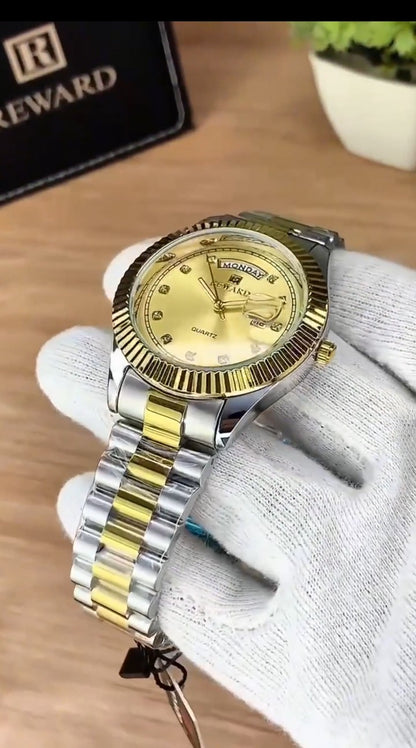⌚ Reward Gold &amp; White Luxury Watch